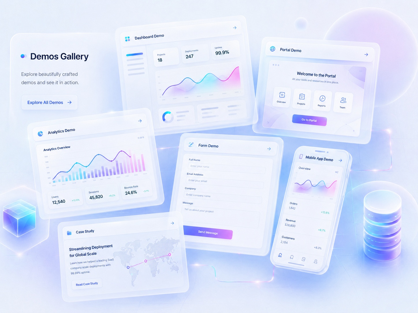 Customer portal and operations dashboard web application demos